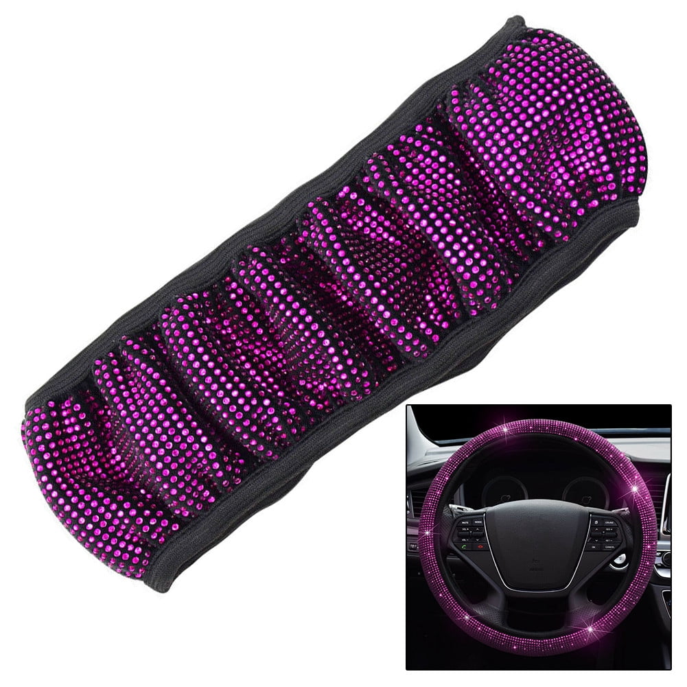 Pink 15" /37-38cm Car Diamond Steering Wheel Cover Bling Shining  Rainbow Women