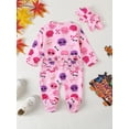 thumbnail image 3 of FEORJGP Infant Baby Girl Halloween Bodysuits 0 3M 6M Toddler Ruffled Long Sleeve Rompers Skull/Candy Print Jumpsuits Zip Up Footie Headband Kids LittlCute Sweet Comfy Outfits for Spring Fall, 3 of 8