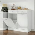 thumbnail image 5 of Living Room Trash Bin Two-Compartment Tilt-Out Trash Cabinet, Pet Proof Kitchen Trash Cabinet with Cutting Board, Free Standing Laundry Sorter Cabinet, Laundry Hamper, White,Primary Living Space Tras, 5 of 13