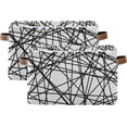 thumbnail image 2 of GZHJMY 2 Pack Collapsible Organizer Storage Bins with The Lines Cute Print,14.2"x10.2" Rectangular Fabric Baskets with Sturdy Leather Handles for Home/Office/Bathroom, 2 of 7