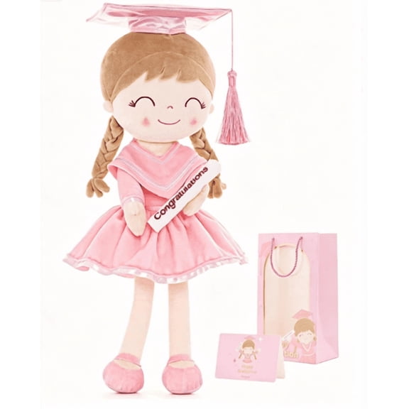 12" Graduation Girl Doll - Pink Plush Toy with Cap & Gown - Preschool Kindergarten Graduation Gifts for Girls, Class of 2026 Milestone Keepsake