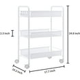 thumbnail image 6 of 3-Tier Rolling Storage Cart with Wheels, Multi-Purpose Organizer Shelf, White, 6 of 6