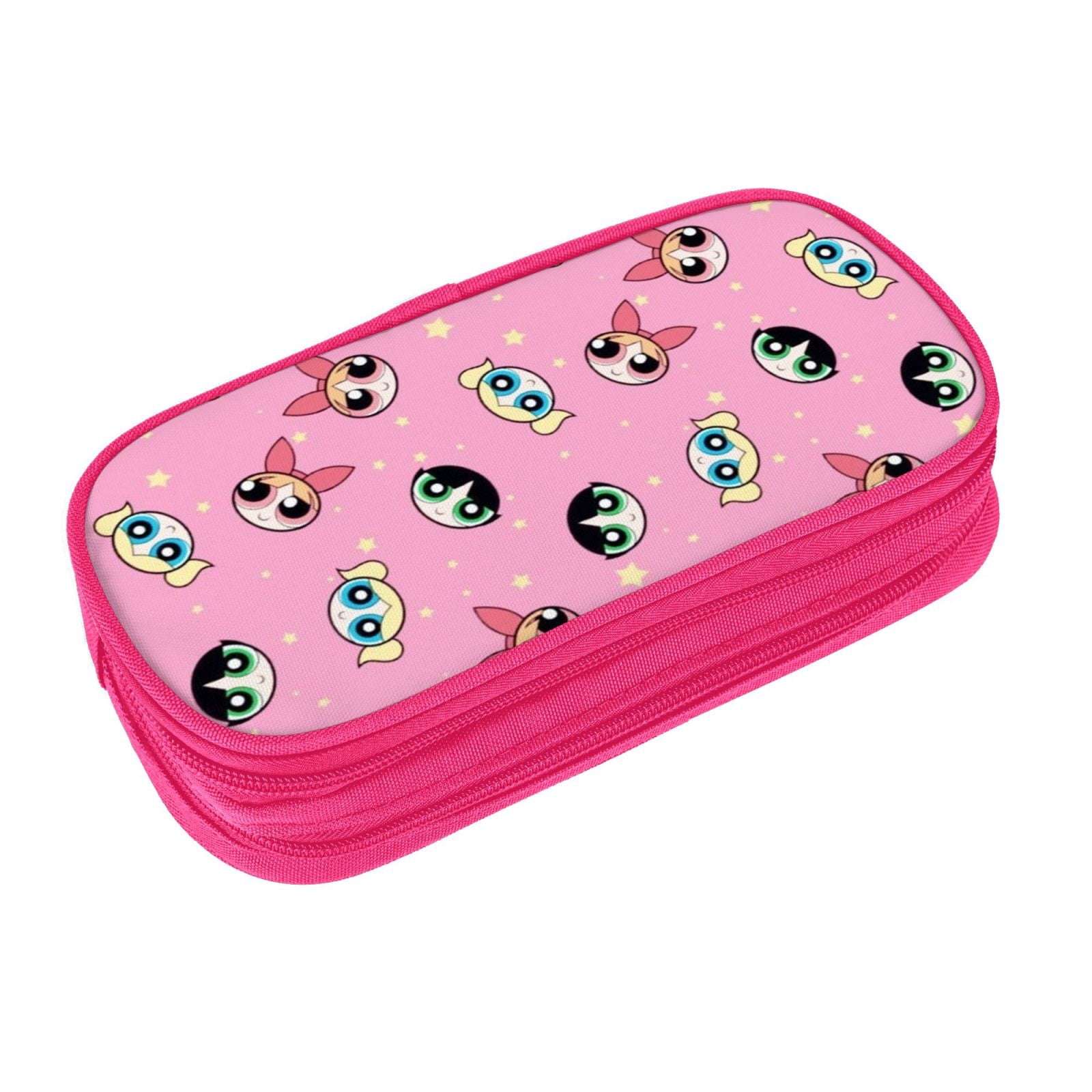 The Powerpuff Gi-rls Pencil Case Large Capacity Pencil Pouch Penbag Office Stationery Organizer Travel Makeup Bag Pink