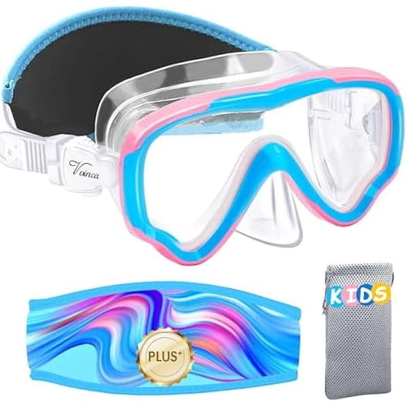 Kids Goggles Snorkel Mask Diving Mask Swimming Goggles with Nose Cover and Straps Cover for Kids and Youth Age 6-14