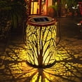 thumbnail image 1 of Farol solar impermeable IP65, recargable, para exteriores, lámpara de mesa LED de metal, decorativo, para patio, jardín, fiesta, patio, porche y camino., 1 of 5