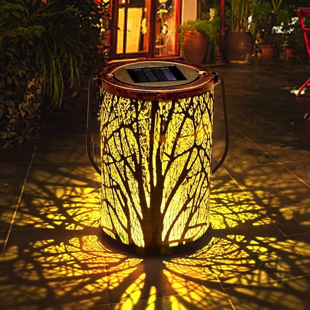 Farol solar impermeable IP65, recargable, para exteriores, lámpara de mesa LED de metal, decorativo, para patio, jardín, fiesta, patio, porche y camino.