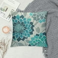 thumbnail image 2 of JRXY  Teal White Turquoise Blue Gray Dahlia Throw Pillow Cover Repeat Dots Pattern Floral Modern Pillow Case 18x18 Inch Decorative Men Women Boy Girl Room Cushion Cover for Home Couch Bed White, 2 of 5