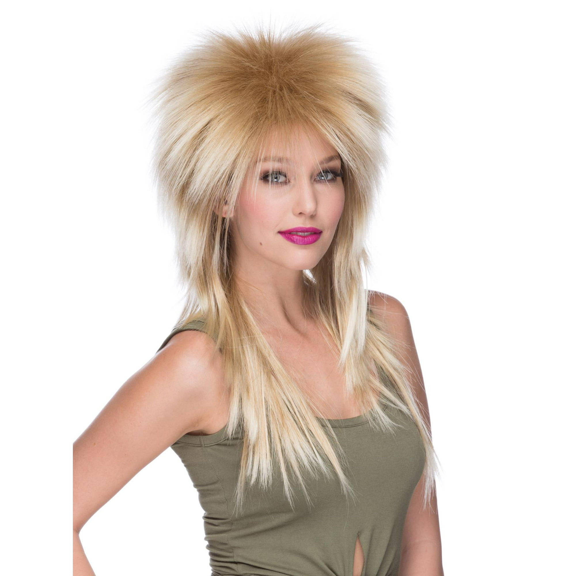 High Quality Extra Long Rocker Retro 80 S Spiked Mixed Blonde