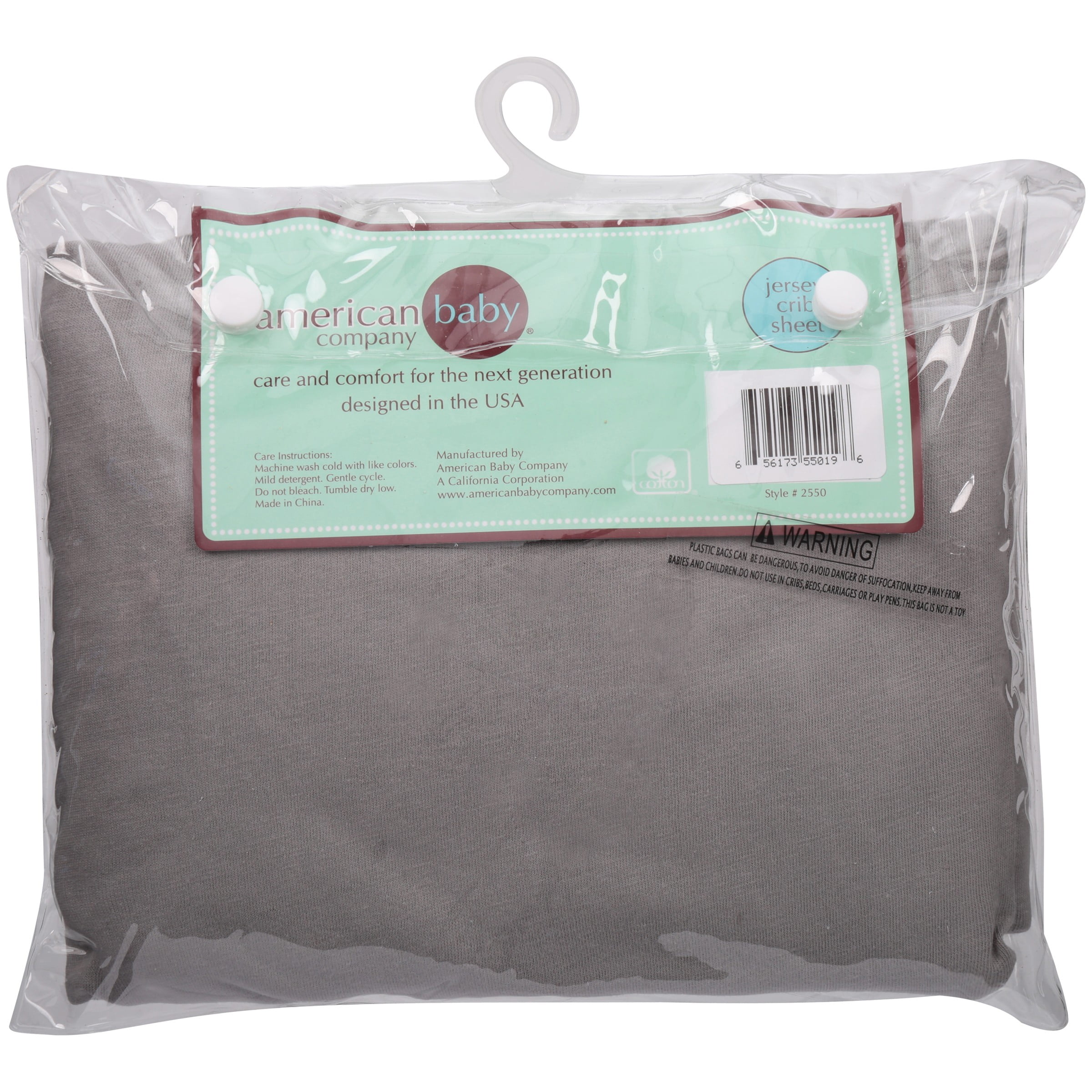 American Baby Company Supreme Fitted Crib Sheet 28" x 52", Enhanced Thickness for Soft, Breathable Neutral 100% Cotton Jersey Comfort, Gray, for Boys and Girls