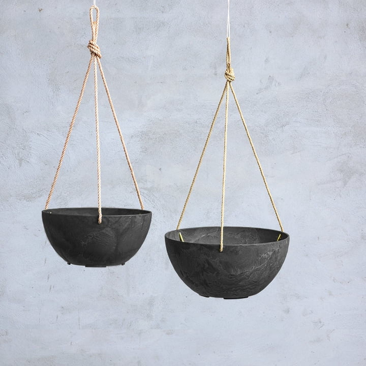 Root & Vessel Napa Hanging Bowl Planter, Black, 12"