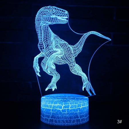 

DYstyle 3D Dinosaur illusions Night Light Table Stand Lamp Remote Touch Control Colour Changing For Kids Xmas Gift Home Decor