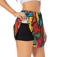 thumbnail image 1 of Balery Colorful Arrow Graffiti Pattern Pantalones cortos deportivos para mujer con forro y dos bolsillos, elásticos, para entrenamiento, gimnasio, yoga-Small, 1 of 7