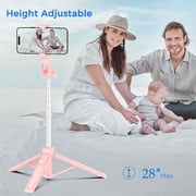 Selfie Stick Tripod for Phone, Bluetooth Remote, Extendable 25.6 Inch, Portable Phone Tripod Stand, Adjustable Smartphone Holder for Travel Video Recording Live Streaming