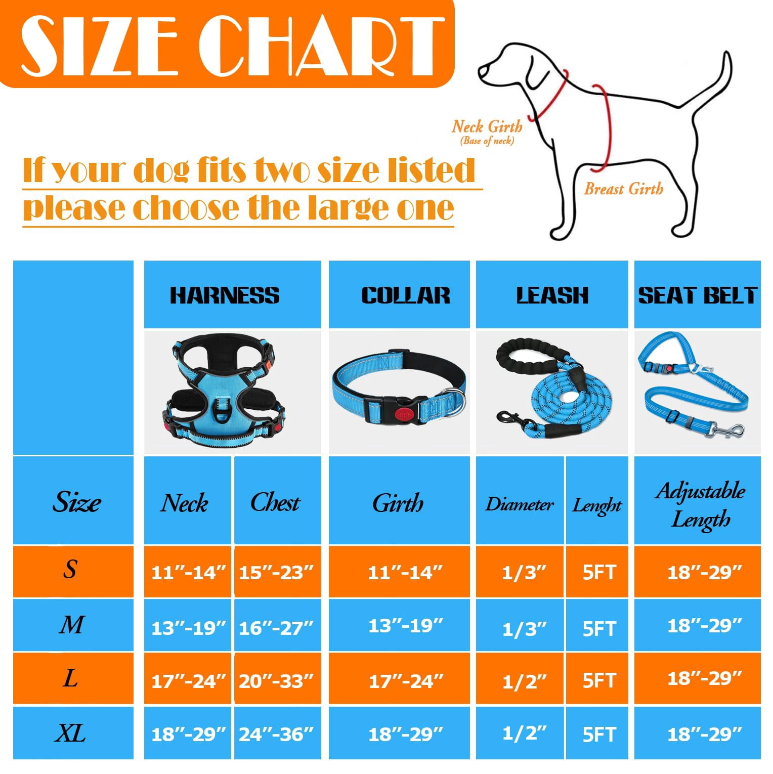 No Pull Dog Harness  Collar & Leash Set With Retractable Seat Belt Collapsible And Poop Bag Dispenser - Ideal For Walking Hiking Fits Small To Large Dogs(blue-m)