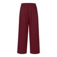 thumbnail image 5 of Garbnen Women Pants Linen Casual Baggy Drawstring Women Wide Leg Pants Travel Summer Beach Trousers Pants for Women with Pocket, 5 of 5