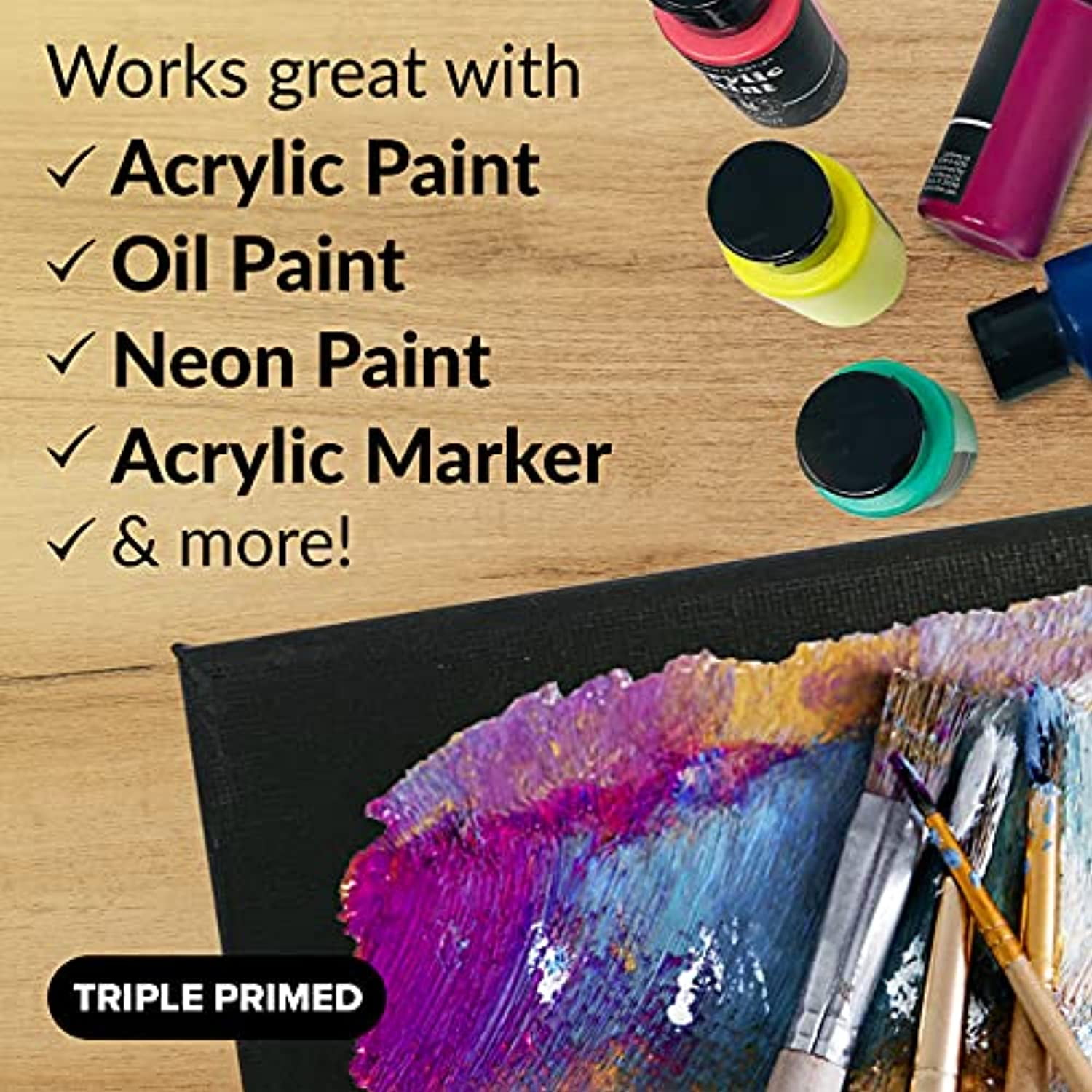 Hippie Crafter Adult 20 Pack Black Canvas Boards for Painting 5x7 Blank Small Art Canvases Panels for Paint