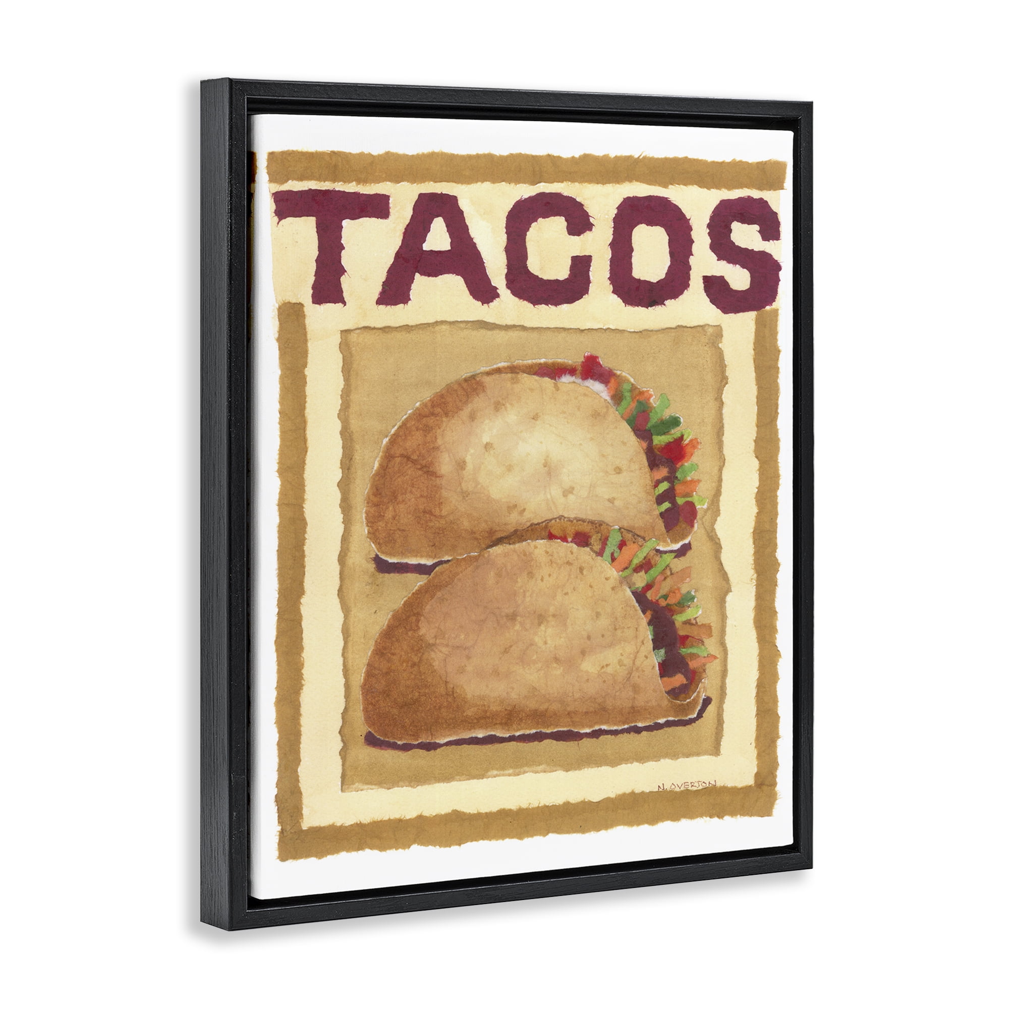 Stupell Industries Traditional Tacos Duo Food & Beverage Painting Black Floater Framed Art Print Wall Art, 17 x 21