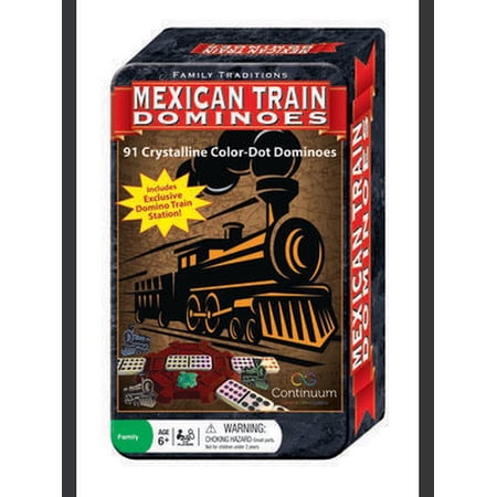 Family Traditions Mexican Train Dominoes Tin