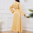 thumbnail image 5 of Wancir Womens Muslim Abaya Dress One-Piece V Neck Dress Islamic Full Length Kaftan Daily Casual Dress, 5 of 6