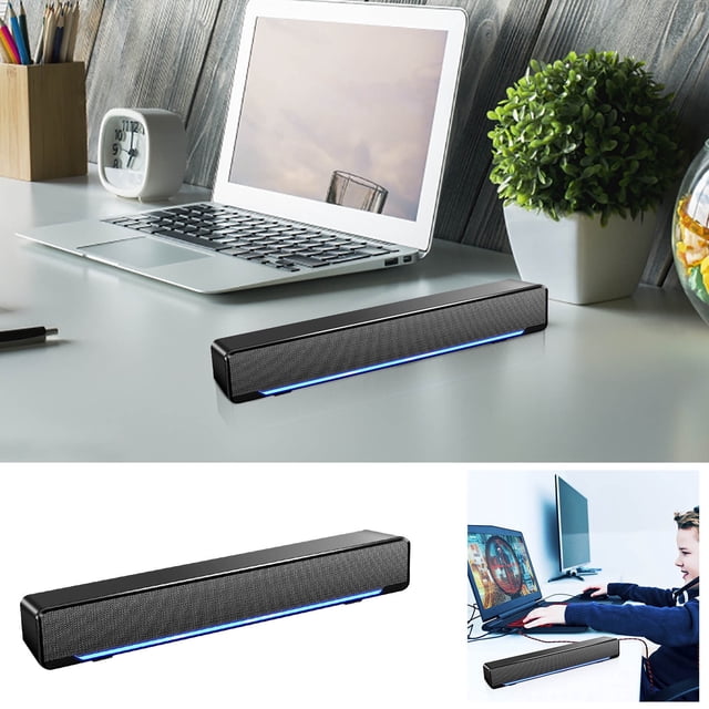Barra de sonido Nhthy Home Audio con subwoofer integrado, altavoz de TV delgado para un sonido envolvente, altavoz de pared de 2.1 canales con alimentación USB, barra de sonido compacta para TV para