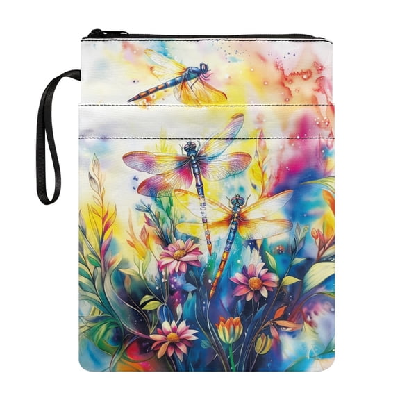 HELLHERO Bible Case Bag with Washable for Readers Zipper Bag Protector Wrap Bag for Office, Dragonfly and Floral Pattern