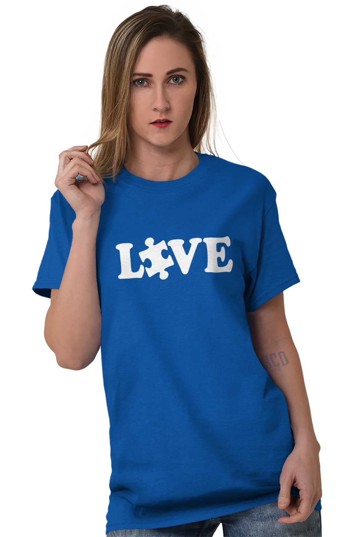 Love Autism Awareness Puzzle Piece Men's Graphic T Shirt Tees Brisco Brands S