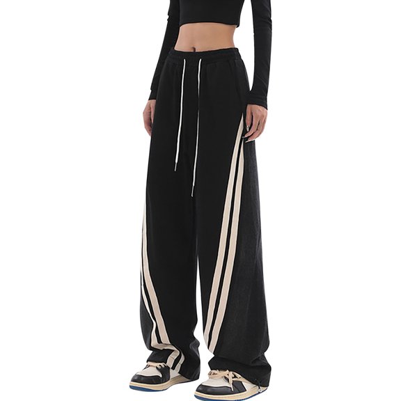 Sngxgn Womens Yoga Pants Wide Leg Loose Comfy Lounge Pants Workout Sweatpants for Women with Pockets(Black,XL)