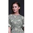 thumbnail image 2 of Bimba Rayon Leaves & White Flower Floral Ladies Long Gown Boho Beach Cocktail Party Maxi SlitÂ&nbsp;Dress-Large, 2 of 6