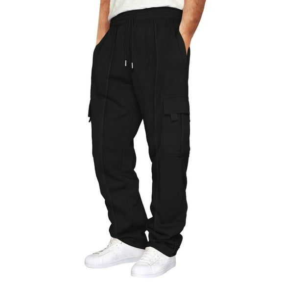 Mens Jogger Sweatpants Clearance Solid Color,Cargo Elastic Waist Basic Sweatpants Big and Tall Relaxed Gym Track Pants Athletic Straight with Pockets Jogger Pants Lounge Pants