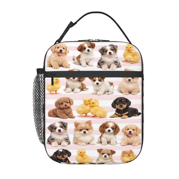 Puppy And Duck Animal Lunch Bag Portable Thermal Lunch Box for Men and Women
