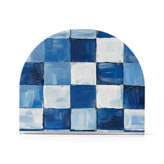Yayeee Napkin Holder for Table Kitchen Paper Tissue Organization, Blue and Gray Plaid Pattern