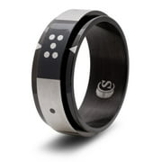 CritSuccess d6pips Dice Ring with 6 sided Die Spinner with Pips (Size 16 - Stainless Steel - Black)