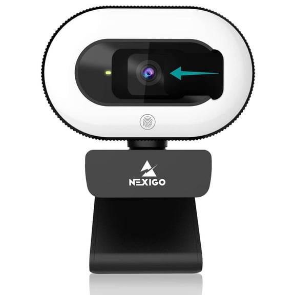 NexiGo N930E 1080P Webcam with Ring Light & Privacy Cover, for Zoom/Skype/Teams