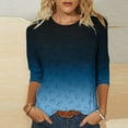 thumbnail image 2 of Women 3/4 Sleeve Shirts Plus Size Gradient Tshirt Top Crewneck Pullover Tees Lightweight Outfit, 2 of 5