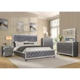 thumbnail image 2 of Upholstered California King Size Platform Bed Frame, Tufted Headboard and Footboard Mirror Trim, Silver, 2 of 2