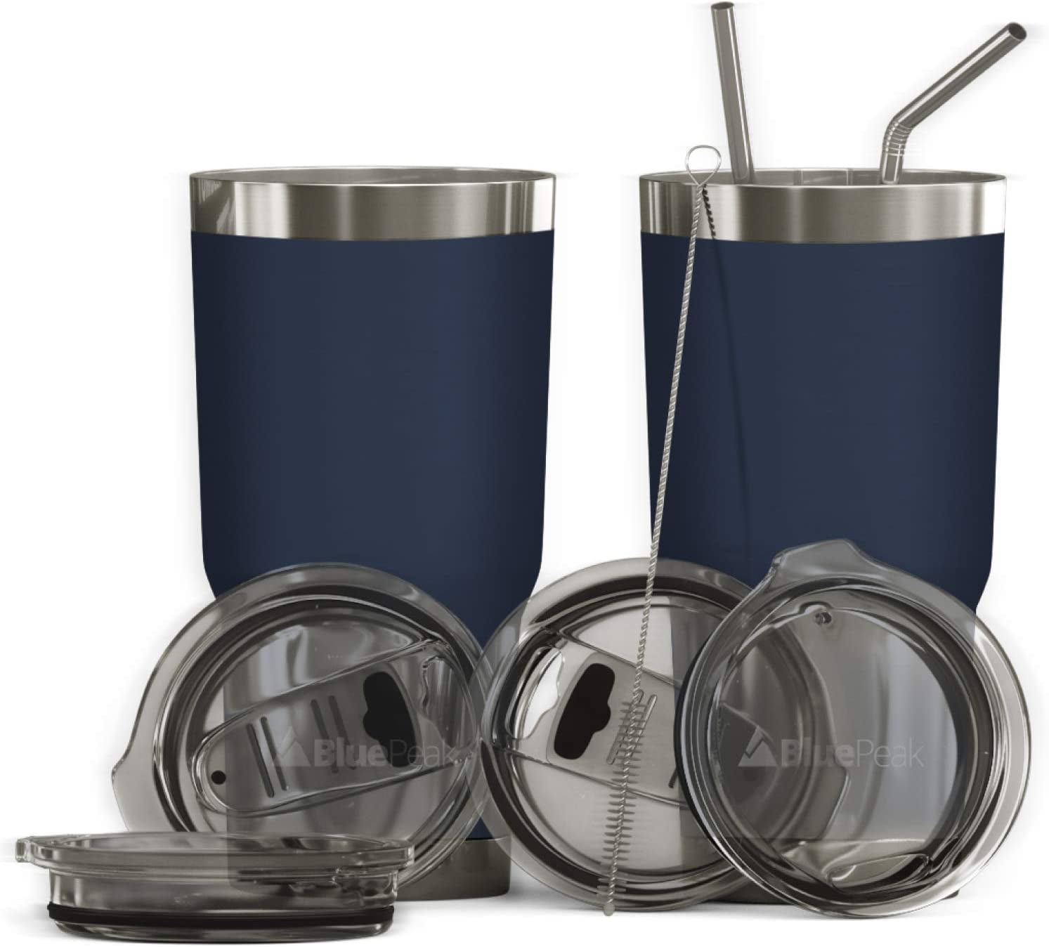BluePeak Double Wall Stainless Steel Vacuum Insulated Tumbler Set, 2