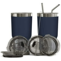 BluePeak Double Wall Stainless Steel Vacuum Insulated Tumbler Set, 2-Pack, 30 oz, Navy