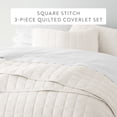 thumbnail image 2 of Noble Linens Ivory Square Pattern Quilted Coverlet Set, Full/Queen, 2 of 12
