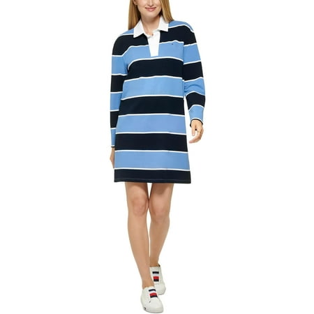 Tommy Hilfiger Womens Logo Knee-Length Shirtdress