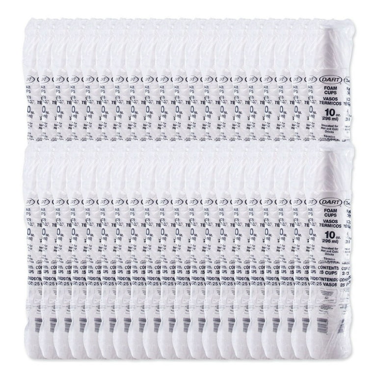 Dart® Foam Drink Cups, 12 oz, White, 25/Bag, 40 Bags/Carton