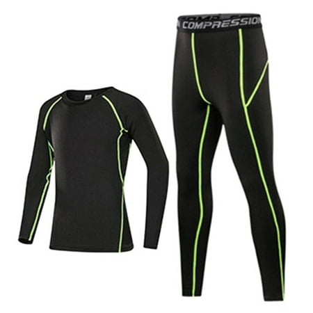 LUOGENLI Outfits for Boys Size 8 Boys Girls Base Layer Athletic Compression Leggings and Shirts Thermal Underwear Set Running Pants Tights Christening Outfits for Boys Green 24.00
