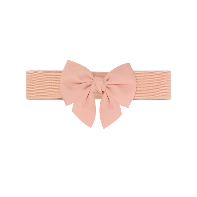 CINTURÓN ELÁSTICO ANCHO PARA MUJERES TALLA PLUS INSPIRADO EN LA MODA, CON DECORACIÓN DE LAZO EN LA CINTURA, CINTURONES VERSÁTILES DE 37.8-45.3" ROSA