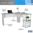 thumbnail image 3 of Modern L-Shaped Desk with Side Shelves, Grey, 3 of 9