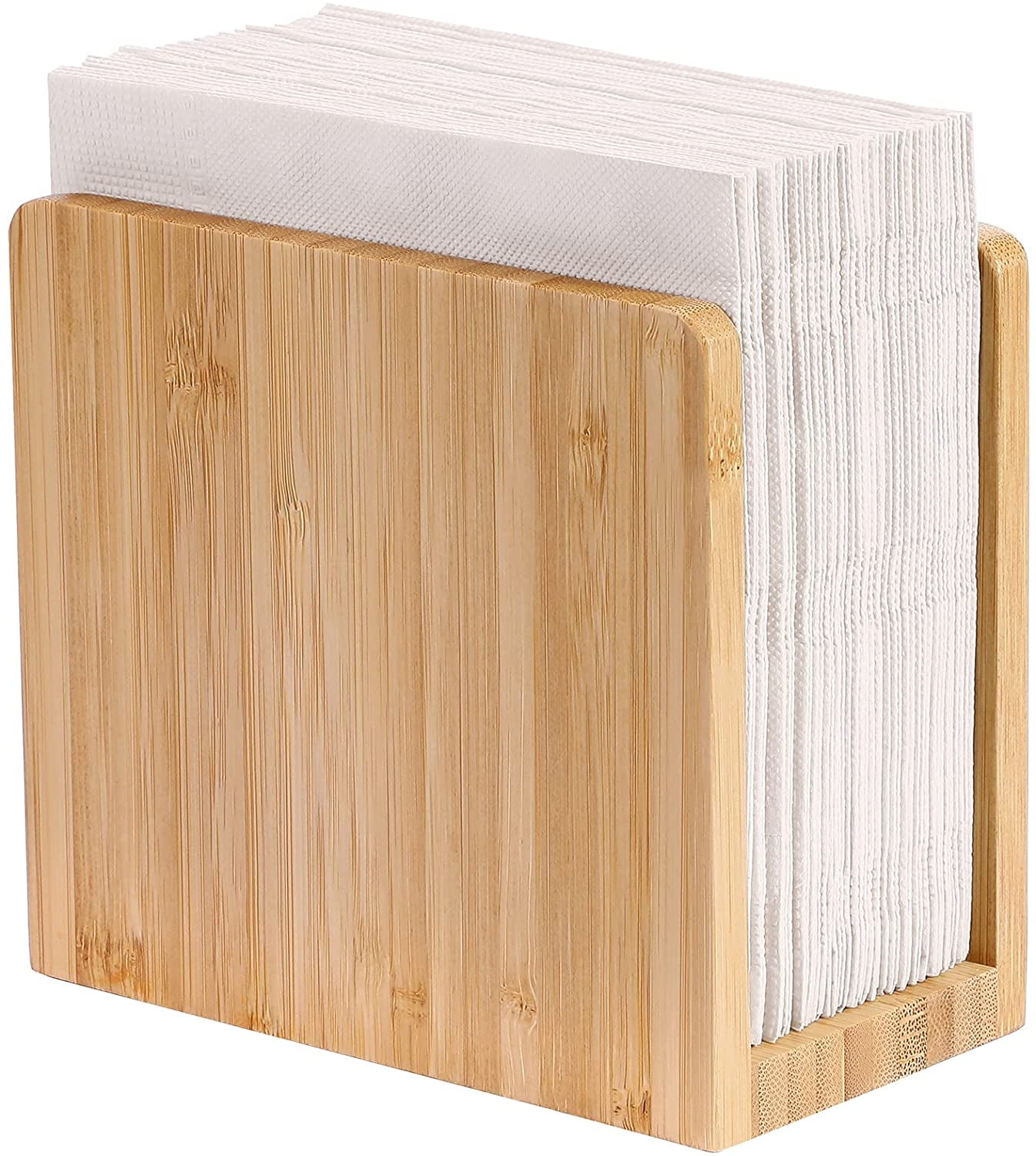 Niciksty Bamboo Napkin Holder Rustic Farmhouse Bamboo Napkin Holder Bamboo Dinner Napkin Dispenser for Kitchen and Countertop for House Dining Table Hotel Restaurant Kitchen Banquet 