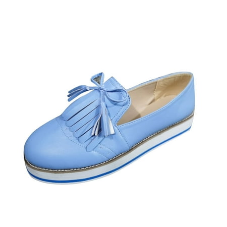 

nsendm Business Casual Shoes for Women Heels Women s Round-Toe Japanese Casual Shoes for Women Casual Comfortable Shoes Blue 9