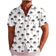 thumbnail image 2 of Erwazi Men's Hawaii Printed Cotton Linen Shirt Short Sleeve Collared Button Down Casual Shirt with Chest Pocket, 2 of 7