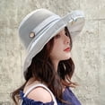 thumbnail image 3 of Women Floral Interior Button Decor Wide Brim Sun Hat Outdoor Sports Bucket Cap, 3 of 10