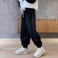 thumbnail image 2 of Gunia Little Boys Sweatpants Joggers Casual Jogger Pants Fall Soft Blend Elastic Waistband Activewear Long Trousers Kids Street Style Athletic Pants Black 5-6 Years, 2 of 6