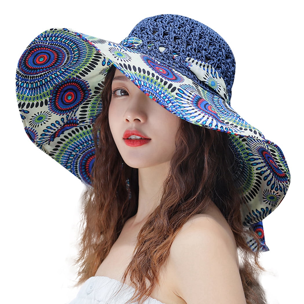 Coxeer Summer Hat Sun Protection Wide Brim Travel Hat Beach Cap Straw Hat for Women, Adult Unisex, Size: One Size