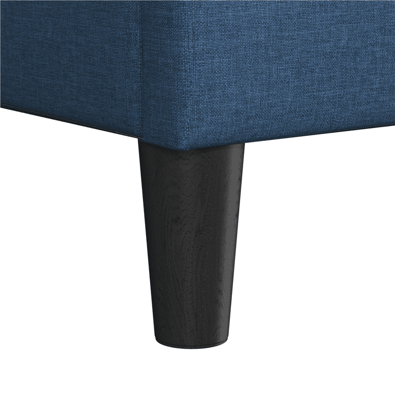 Yaheetech Queen Platform Bed, Navy Upholstered Headboard photo 8